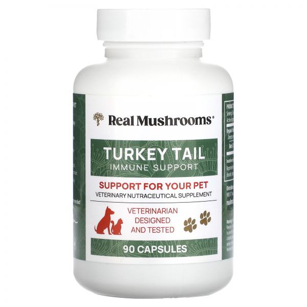 Real Mushrooms, <b>Turkey Tail</b>, Support for Your Pet, 90 Capsules