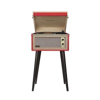 Crosley 크로슬리 CR6233E-RE 단셋 버뮤다 블루투스 인/아웃 휴대용 비닐 레코드 플레이어 턴테이블 보조인 레드