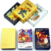 포켓몬 메탈 카드박스 컬렉션 55pcs 영어 VMAX GX 골드 블랙 실버 피카츄 장난감