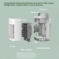 휴대용미니에어컨 CF-006 미니 휴대용 에어컨 팬, 터치 타입, USB 4 기어 다기능 쿨러, 가습기, 조명, 3in 700ml