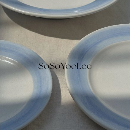Summer Blue Plate 카네수즈 플레이팅 카페 디저트 접시