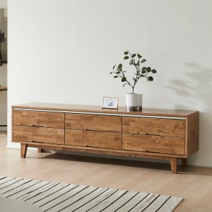 엘제 2단 서랍형 원목 거실장 고무나무 선반 월넛 tv받침 모던 티비다이 1500