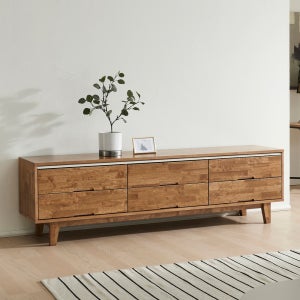 엘제 2단 서랍형 원목 거실장 고무나무 선반 월넛 tv받침 모던 티비다이 1800