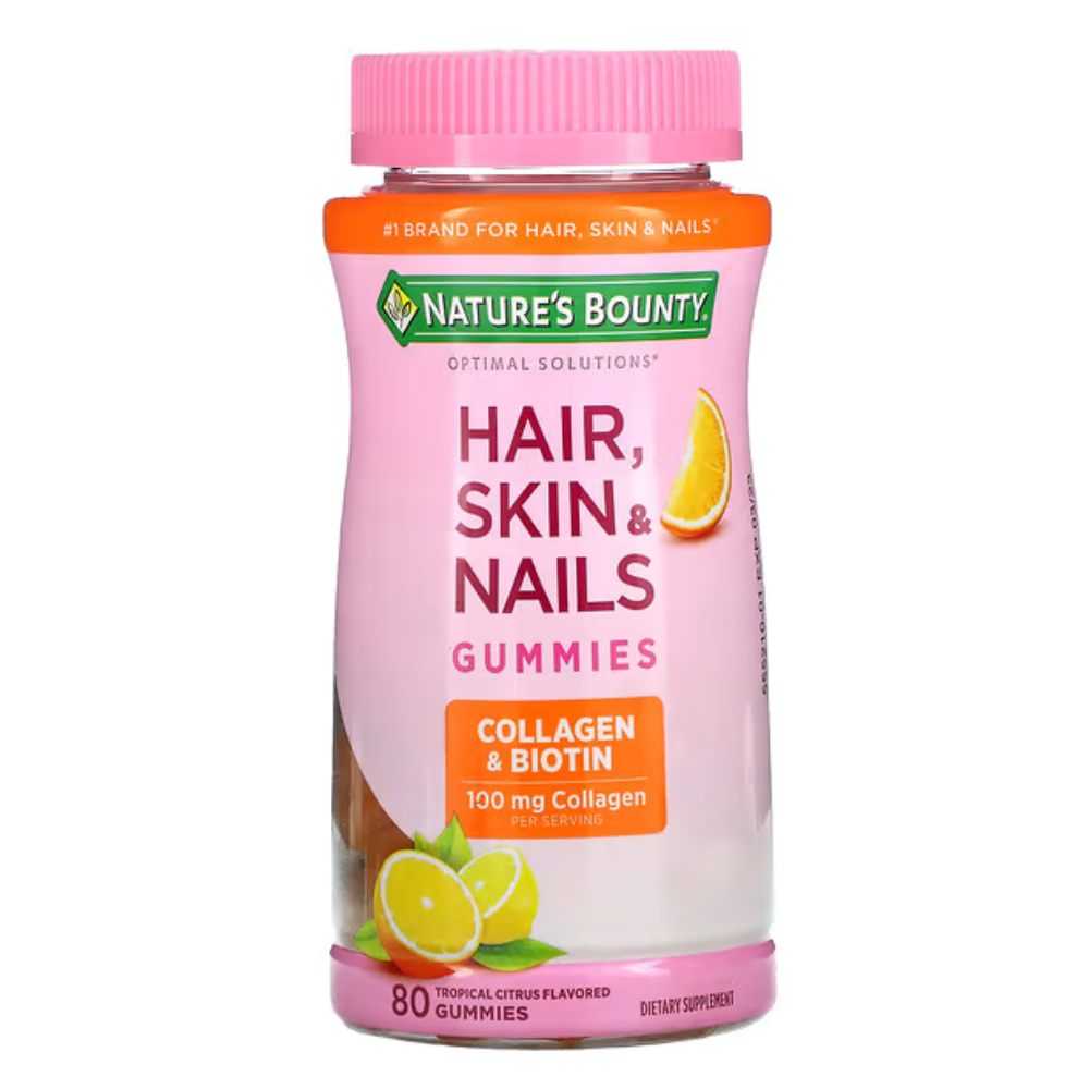 네이처스바운티 옵티멀솔루션 <b>헤어스킨네일</b> 콜라겐 비오틴 트로피칼 80구미