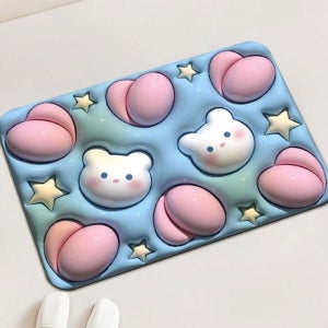 1+1 입체 착시 빨아쓰는 규조토 발매트 복숭아 토끼