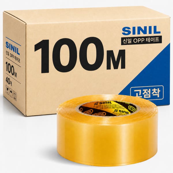신일 박스테이프 100M 택배 포장용 OPP 투명테이프 경포장 40개 고점착