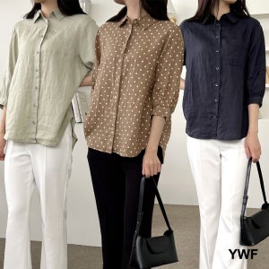[YWF] 셀렙샵 간절기 린넨 7부 소매 블라우스 3종세트