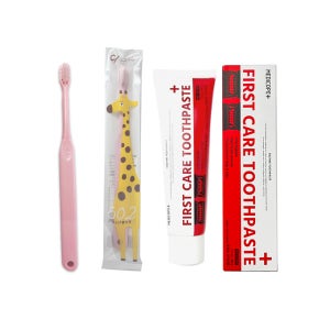 합리적 구매 개,고양이 칫솔+치약 세트-기린/코끼리+퍼스트케어치약 60g(메디코펫)