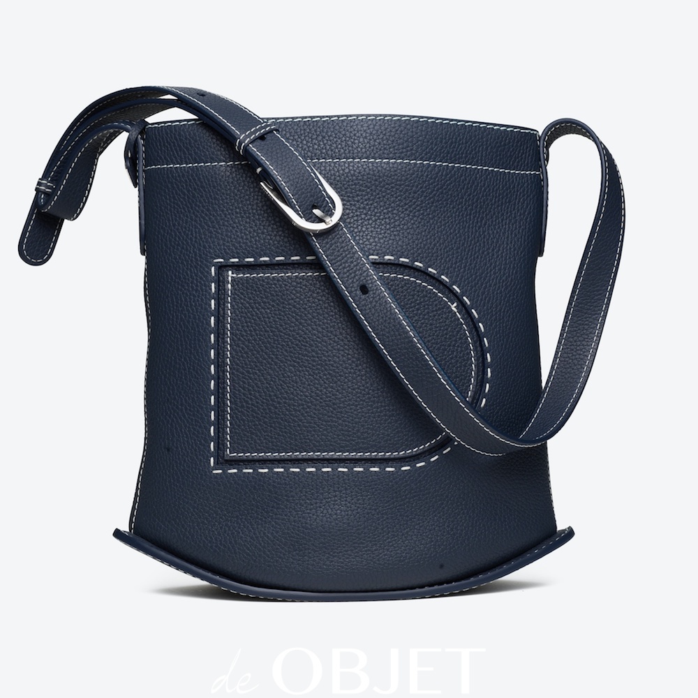 [DELVAUX] 델보 핀 데일리 버킷 백 토리옹 소프트 Pin Daily Surpiqué Bucket Taurillon Soft Navy Ivory AA0551ATT0AKGPA