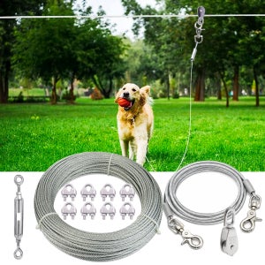 대형견 개와이어줄 강아지 리드줄 마당용 3mm 3M 스텐 와이어 세트 10M 3.2mm