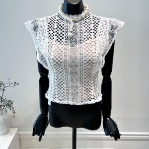 [VIVA] 23SS 반목넥 펀칭 레이스 날개블라우스