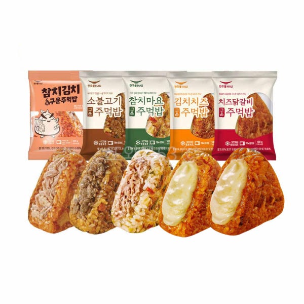 한우물 구운 주먹밥 10개 5종 세트 / 코스트코 김치 치즈 참치마요 소불고기 치즈닭갈비 삼각김밥