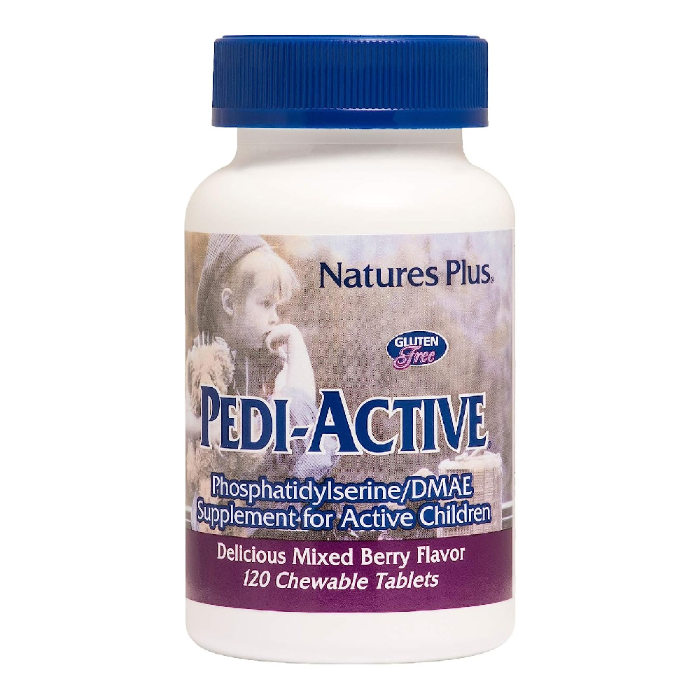 <b>네이처스 플러스</b> <b>Natures Plus</b> Pedi-Active 포스파티딜 세린 어린이 보충제 혼합베리 맛 120 츄어블정제