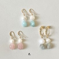 프랑꼬 원석 진주 귀걸이 Gemstone Pearl earring