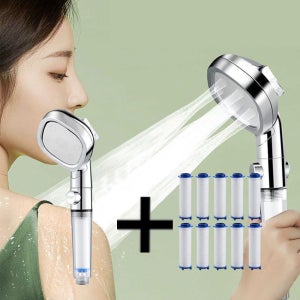 뷰리썸 온오프 샤워기 헤드 샤워헤드 마름모실버투명+필터 10개 수압상승 절수 고압