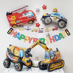 자동차 중장비 포크레인 굴착기 레미콘 소방차 풍선 생일 생일 파티 이벤트 헬륨 호일 용품