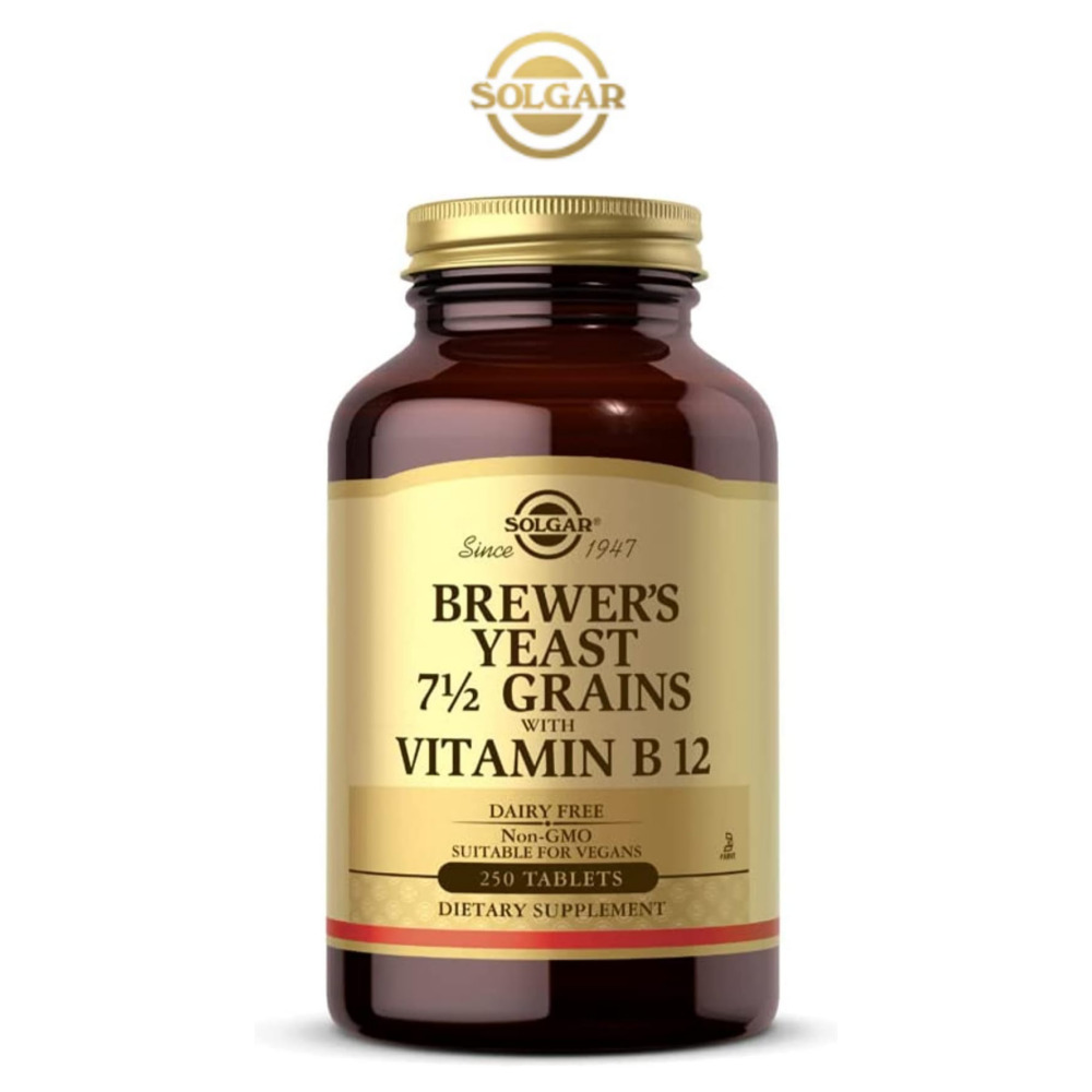 솔가 <b>맥주 효모</b> Brewers Yeast 7 1/2 그레인 비타민 B12, 250 <b>타블렛</b>