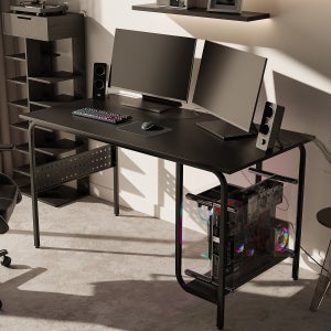컴퓨터 책상 조립식 미디 데스크 노트북 책상 1200x600mm, 블랙
