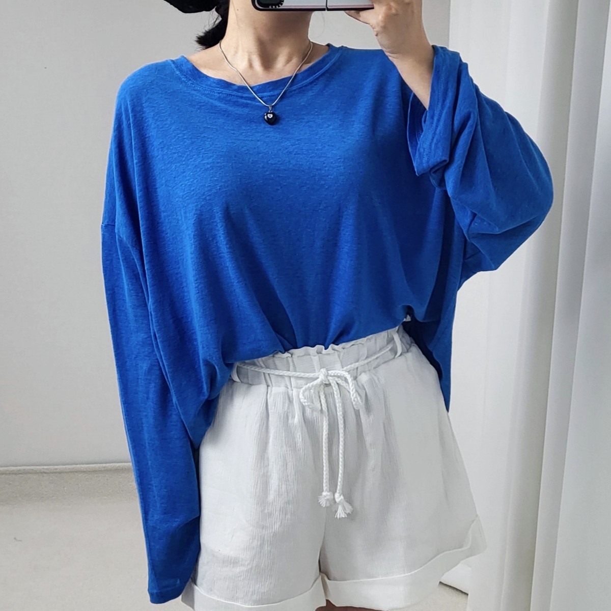 (2COLOR) 루즈핏 쨍 여름 린넨 긴팔티셔츠 냉방병