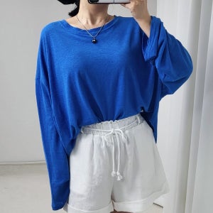 (2COLOR) 루즈핏 쨍 여름 린넨 긴팔티셔츠 냉방병