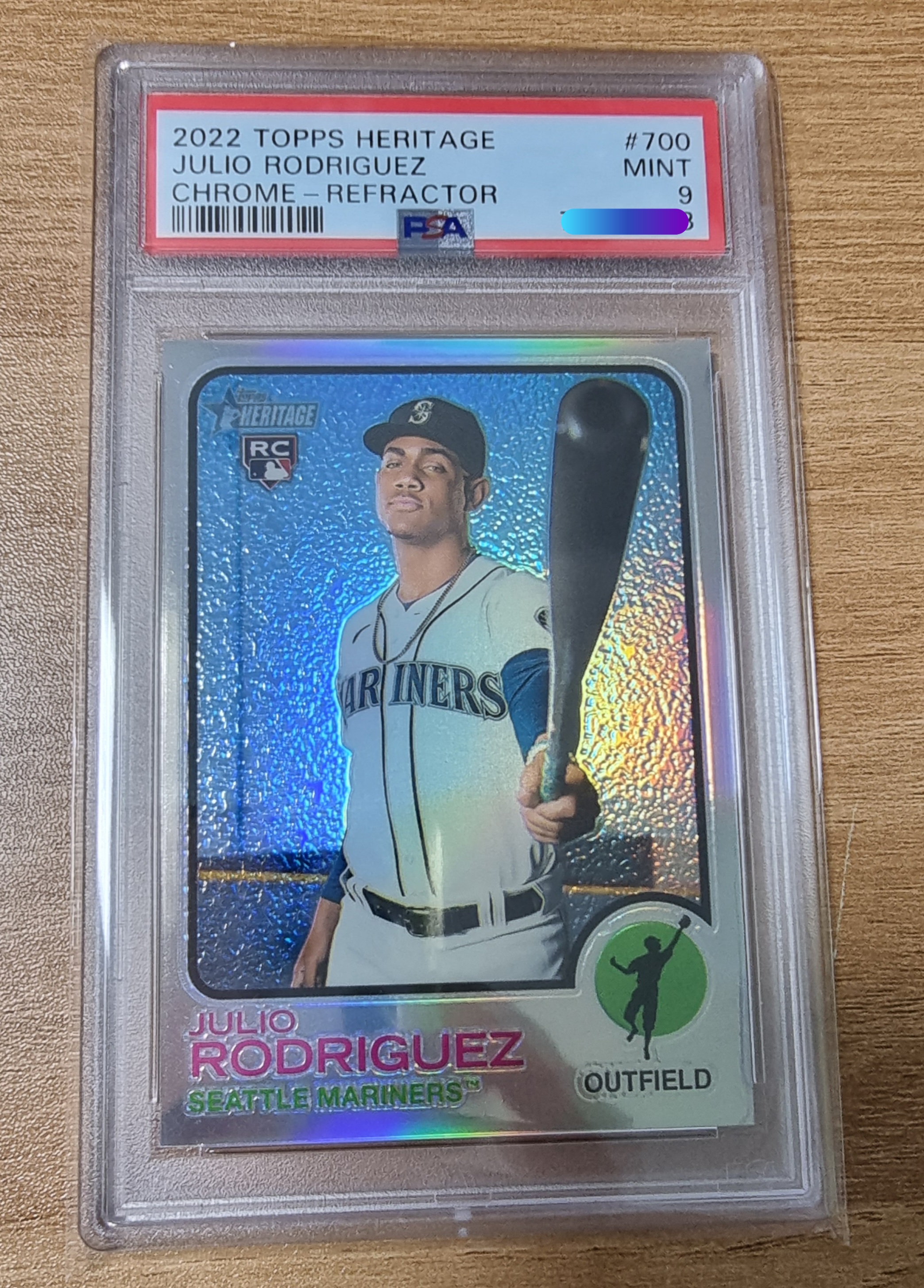 [673한정판 훌리오 로드리게스 루키 등급 PSA 9] 2022 Topps Heritage Julio Rodriguez Chrome Refractor No-700 MLB 야구 카드