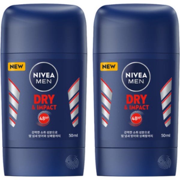 니베아 맨 데오드란트 스틱 드라이 앤 임팩트 데오드란트 2개 50ml