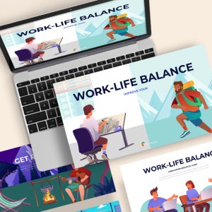 워라밸 파워포인트 PPT 템플릿 (휴식. 업무, 균형, 라이프스타일, 일러스트)