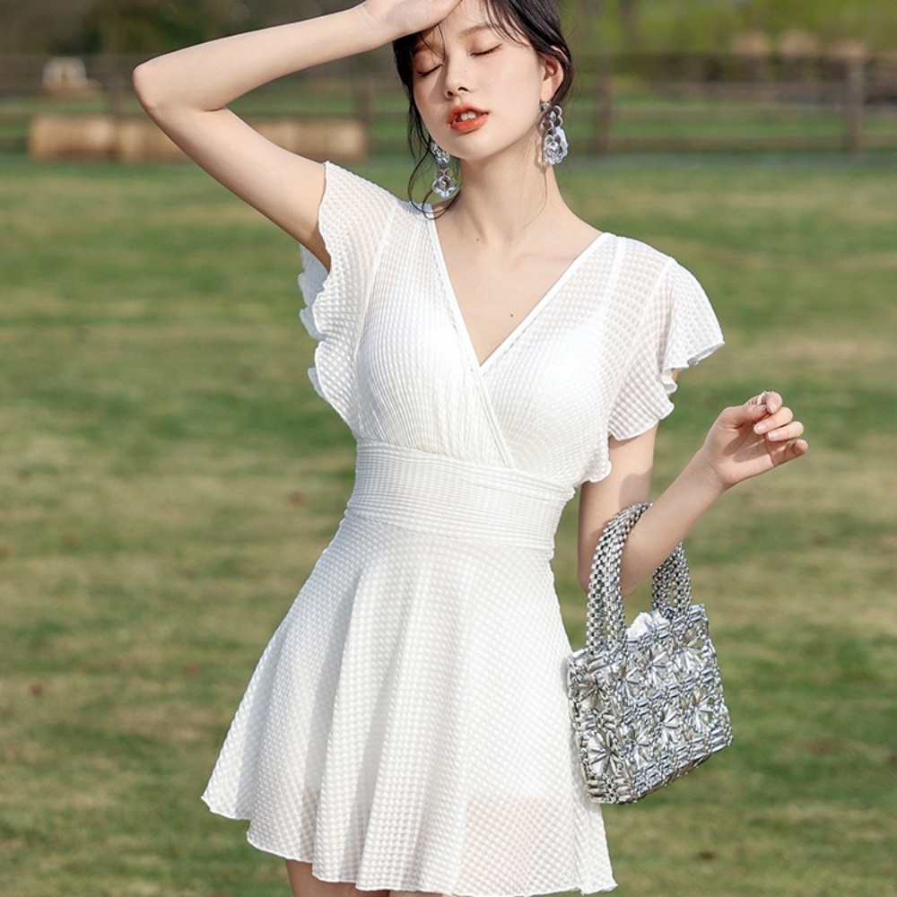 허리 브이넥 원피스수영복 트렌드 수영복 2컬러 섹시한 데일리 바캉스룩 해변 날씬해보이는