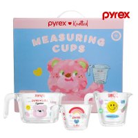 파이렉스 노티드 유리 계량컵 비커 250ml 500ml 1L 3P 세트 패키지