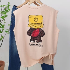 가방 베어 프린팅 박스 커플 여름 바캉스 오버핏 남자 나시티