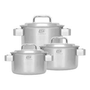 AMT 통5중 프로 스텐 3종 냄비세트 (양수 16cm, 양수 20cm, 24cm)