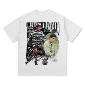 호날두 스포르팅 프린트 티셔츠 힙합 스트리트 반팔 긴팔 레트로 래퍼 축구