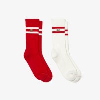 라코스테 남성 언더웨어 양말 Unisex ribbed knit socks with contrast stripes