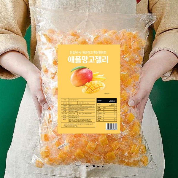 혜성푸드 애플 망고젤리 1kg 망고퓌레 32% 까먹는 젤리 간식 과일 디저트 후식 학교
