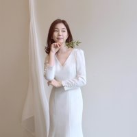 수자드레스[대여] 엘르dress/심플드레스 신부원피스 본식 결혼식2부 이브닝 브라이덜샤워