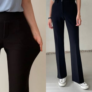 여자 부츠컷 슬랙스 하이웨스트 밴딩 팬츠 어텀쫀득 정장바지 키작녀 나팔바지