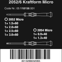 Wera 전자 드라이버 세트 2052/6 + 랙, 6개, 05118156001