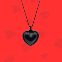 블랙 하트 목걸이 가죽 하트목걸이 Black Heart Necklace