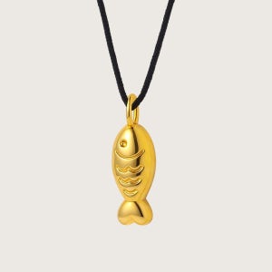24K 순금 행운통통 물고기 금 펜던트 실크 목걸이 99.9%