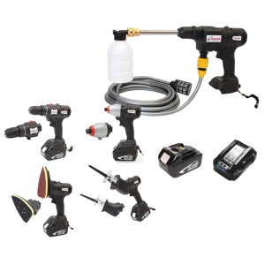 팔콘 18V 브러쉬리스 임팩 드릴 컷쏘 샌딩 고압세척기 FCD-1005 5종 풀셋