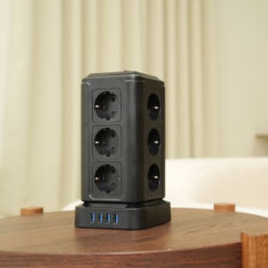 텔로 타워형 멀티탭 12구+USB 4구 2m 고용량 4000w 고전력 멀티 콘센트 캠핑