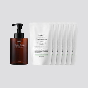 에이센트 버블 핸드워시 리필 파우치 200ml 6개입 + 공병 500ml 세트 손세정제 그린에어리 거품비누 포밍 핸드솝