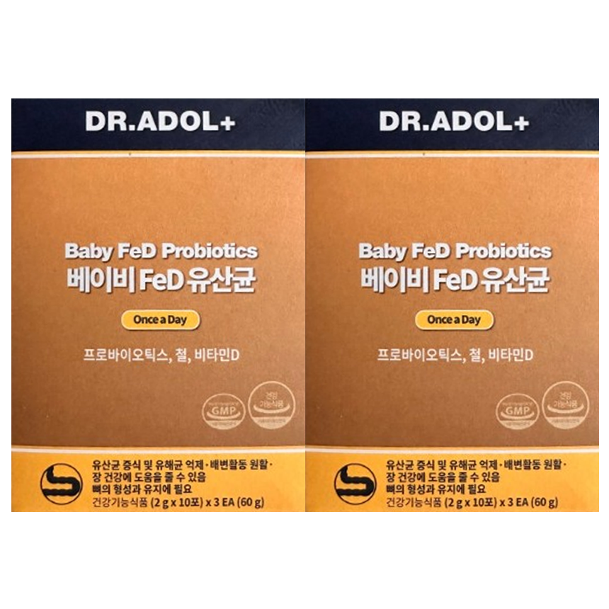2박스 닥터아돌 FeD <b>베이비</b> 아기 유산균 <b>노스랩</b>