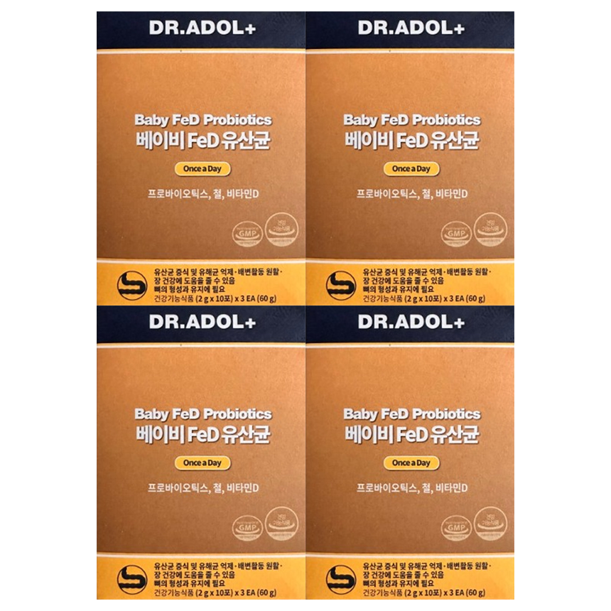 4박스 닥터아돌 FeD <b>베이비</b> 아기 유산균 <b>노스랩</b>