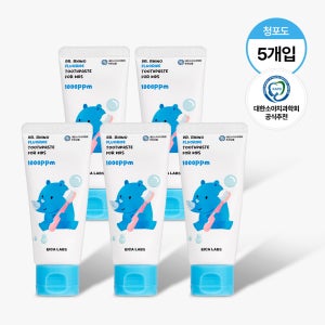 에이카랩스 어린이치약 코뿔소치약 불소 고불소 유아 아기 초등학생 주니어 청포도향, 60g, 5개