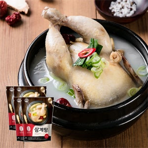 [밀리원] 유황 먹여 키운 삼계탕 레토르트 실온보관 1kg, 4개