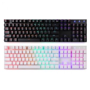 ABKO HACKER K640 한영 이중사출 키캡 레인보우 LED 게이밍 (화이트, 청축)
