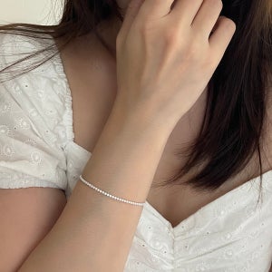 실버925 무드 큐빅 얇은 테니스 은 팔찌