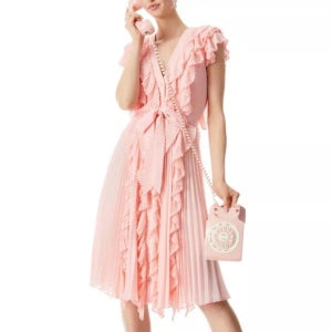 ALICE+OLIVIA analise pleated 핑크러플원피스