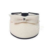 샤넬 cc 리본 스트로 썬바이저 chanel ribbon sunvisor